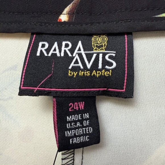 NEW Rara Avis by Iris Apfel Pants Plus Size 24W Asian Cranes Black Artsy Flare - Picture 6 of 13